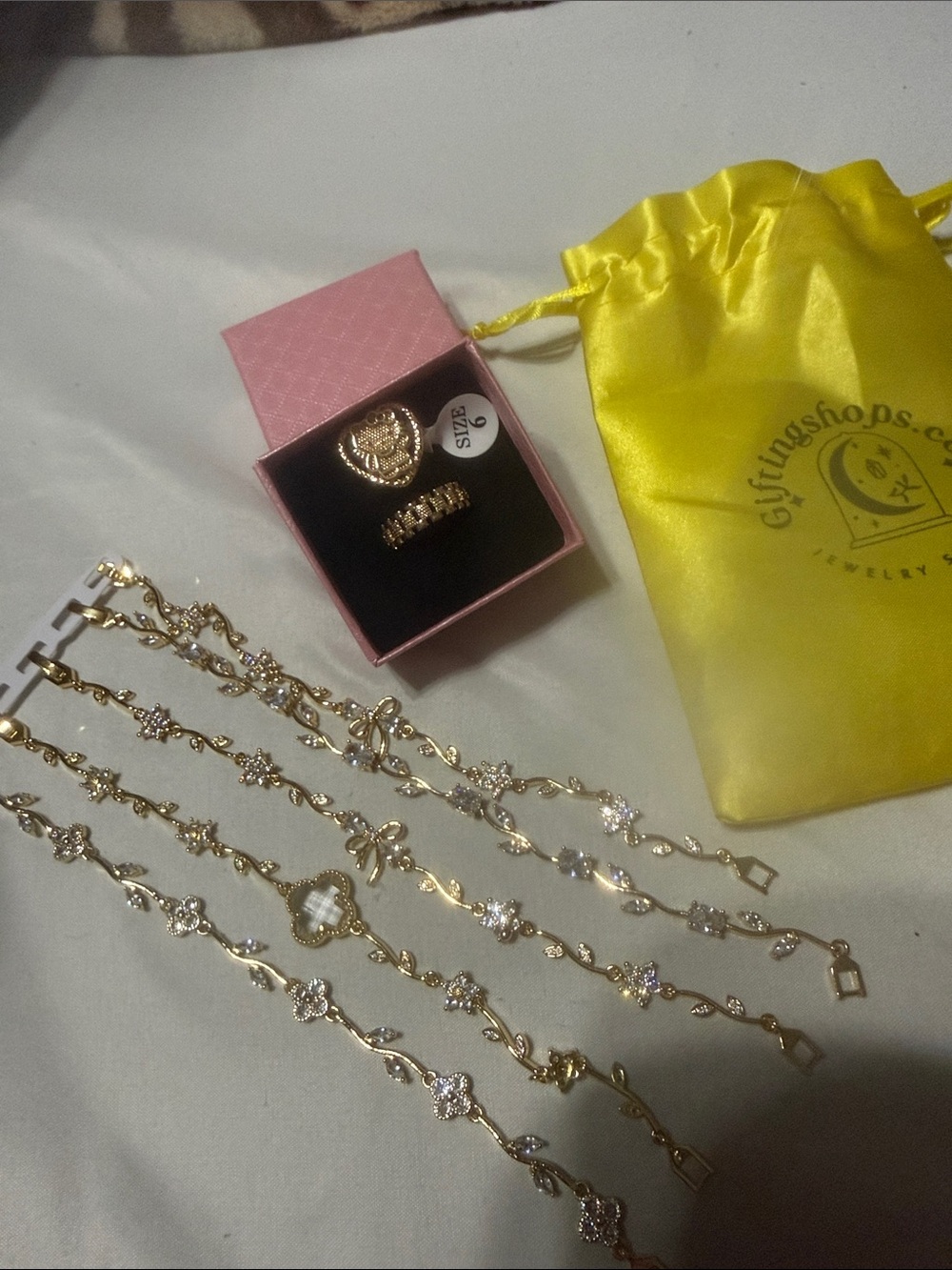 Hello Kitty, ring Jewelry Gold-tone Bracelet Set with Clear Crystals